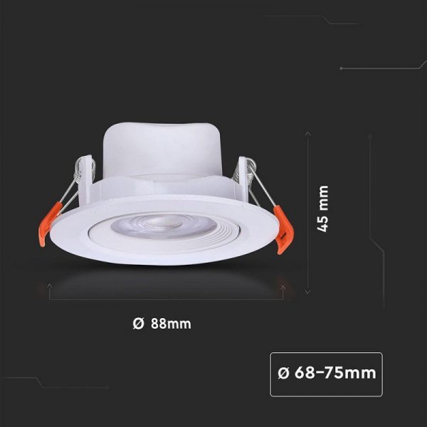 Oczko LED V-TAC 7W białe downlight 3w1 VT-2707CCT 3000K-4000K-6500K 510lm 5 Lat gwarancji