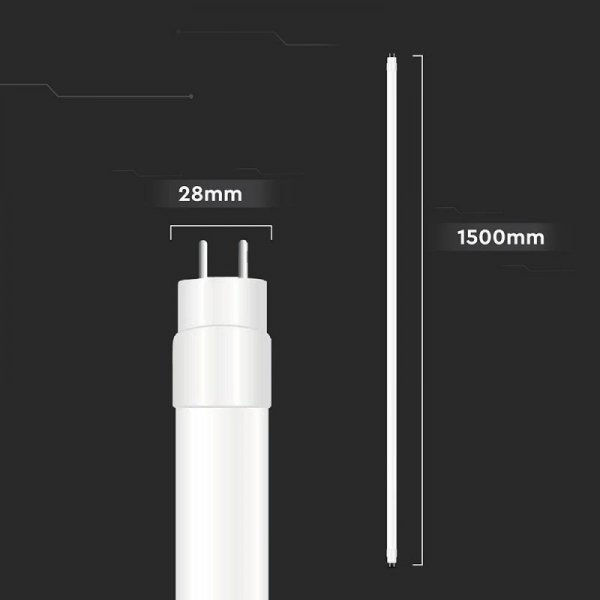 Tuba świetlówka LED T8 V-TAC 150cm 24W G13 nano plastic 125Lm/W VT-152-N 3000K 3000lm 3 lata gwarancji