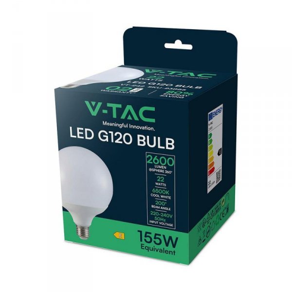 Żarówka LED V-TAC 22W kula glob G120 E27 VT-242-N 6500K 2600lm