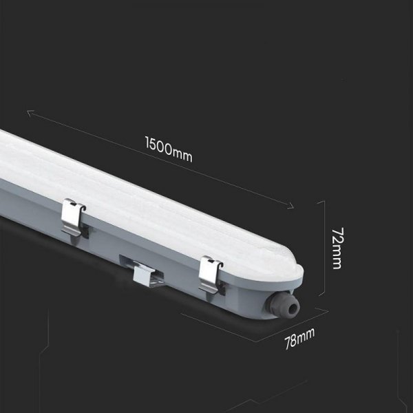 Oprawa hermetyczna V-TAC LED mikrofalowy czujnik ruchu 48cm 150cm 120Lm/W VT-150149S 6500K 5760lm