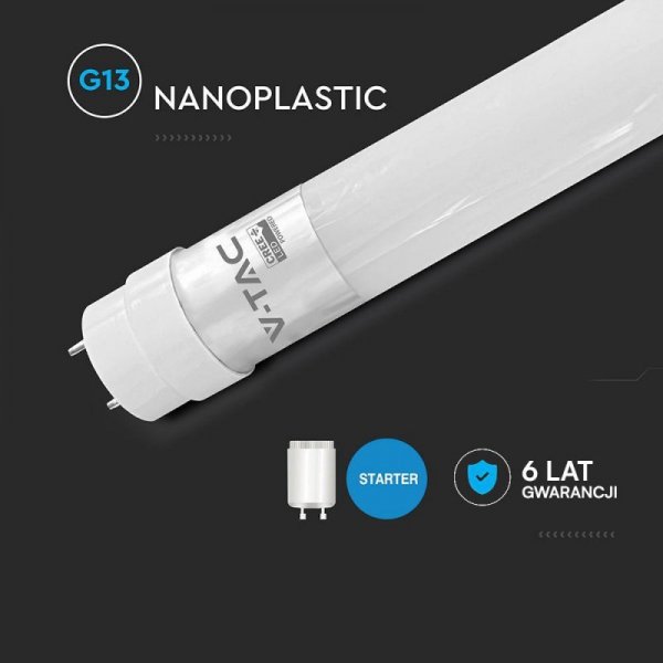 Tuba świetlówka LED T8 V-TAC CREE CHIP 60cm 9W G13 obrotowa nano plastic VT-061 6500K 850lm 6 lat gwarancji