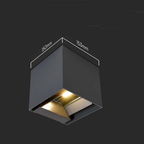 Oprawa ścienna solarna V-TAC 9W LED COB antracyt kostka 15x15cm IP65 czujnik ruchu VT-409CCT 3000K-4000K-5000K 800lm