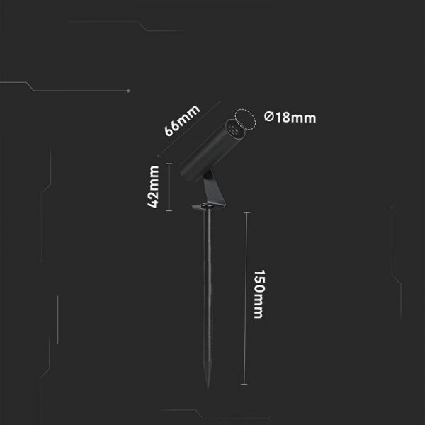 Oprawa gruntowa ogrodowa wbijana aluminiowa V-TAC 2W LED IP65 czarna okrągła VT-10182 4000K 60lm 3 lata gwarancji