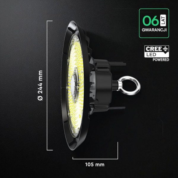 Oprawa V-TAC LED UFO high bay CREE CHIP IP65 ALU 135Lm/W 100W 90st VT-91102 6500K 13500lm 6 lat gwarancji