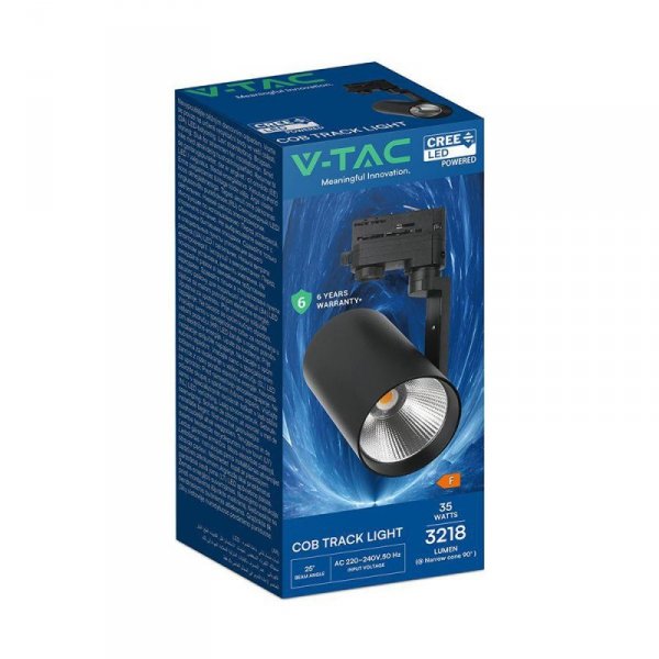 Oprawa szynoprzewód 3F V-TAC 35W LED CREE CHIP 20st czarna VT-11135 6500K 3218lm 6 lat gwarancji