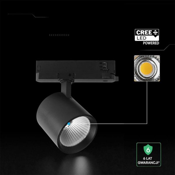 Oprawa szynoprzewód 3F V-TAC 36W LED CREE CHIP 36st czarna VT-11136 6500K 3302lm 6 lat gwarancji