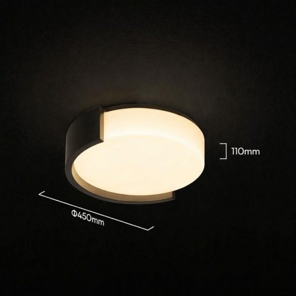 Oprawa sufitowa plafoniera V-TAC 48W LED 45cm 3w1 ściemnialna czarna BT pilot CCT VT-84023 3000K-4000K-6500K 5760lm