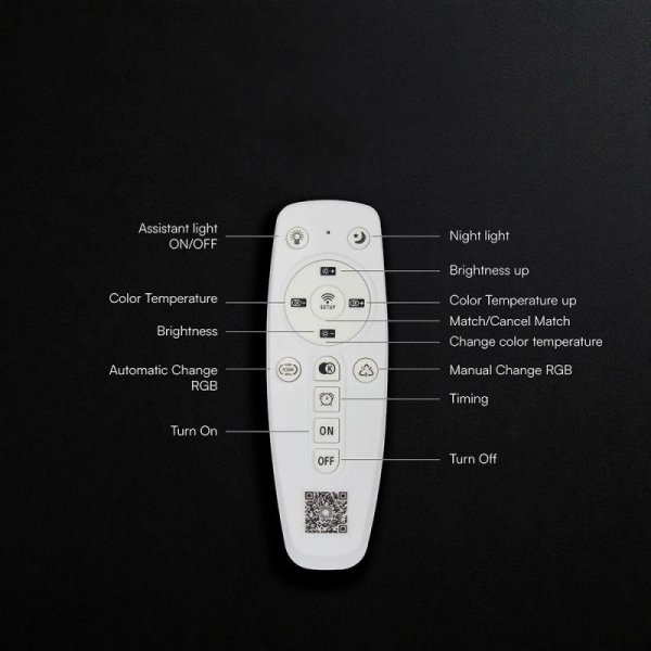 Oprawa sufitowa plafoniera V-TAC 63W LED 55cm 3w1 ściemnialna czarna BT pilot CCT VT-84036 3000K-4000K-6000K 7200lm