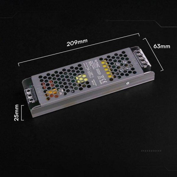 Zasilacz do LED modułowy montażowy SLIM V-TAC 200W 24V 8.25A IP20 filtr EMI VT-24202-S