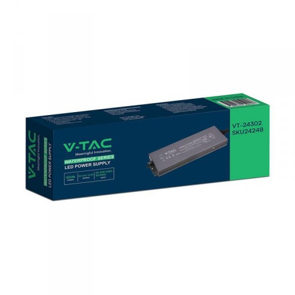 Zasilacz do LED hermetyczny SLIM V-TAC 300W 24V 12.5A IP67 filtr EMI VT-24302