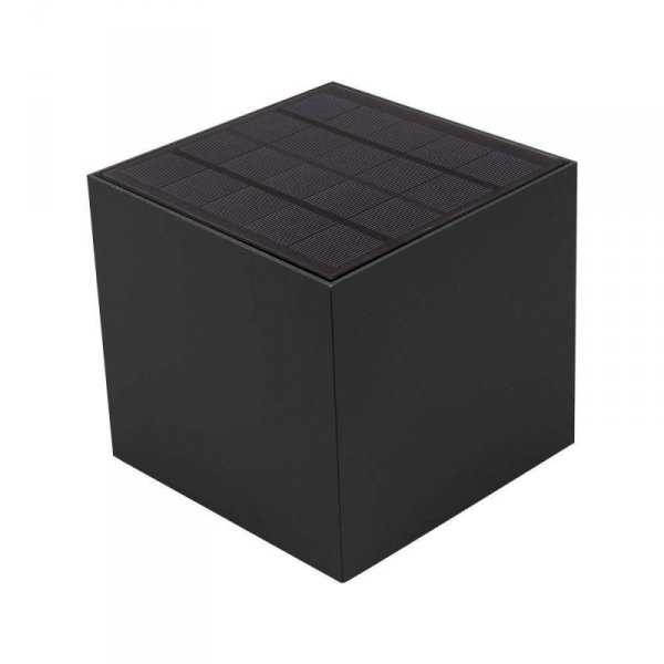 Oprawa ścienna solarna/USB V-TAC 9W LED COB czarna kostka 15x15cm IP65 czujnik ruchu VT-409CCT 3000K-4000K-5000K 800lm