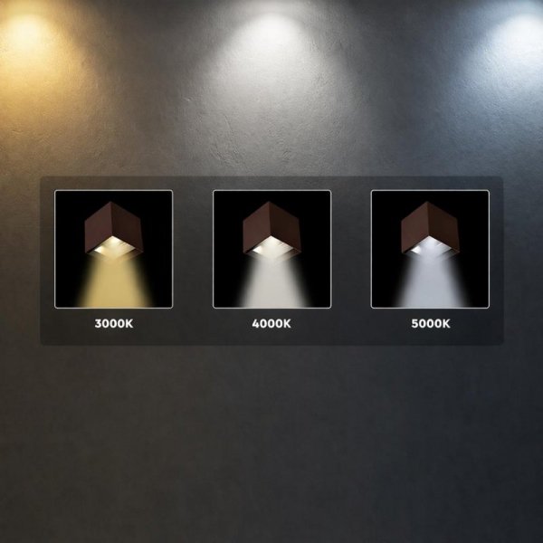 Oprawa ścienna solarna/USB V-TAC 9W LED COB brąz corten kostka 15x15cm IP65 czujnik ruchu VT-409CCT 3000K-4000K-5000K 800lm