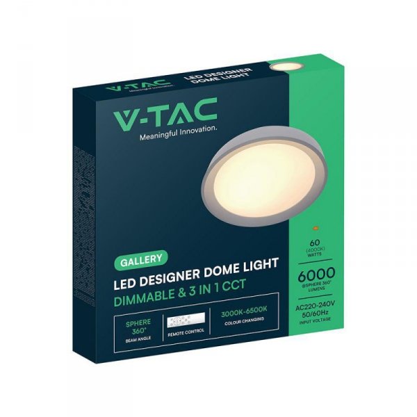 Oprawa sufitowa plafoniera V-TAC 30/60W/30W LED 48cm 3w1 ściemnialna czarna pilot CCT VT-85031 3000K - 6500K 6000lm