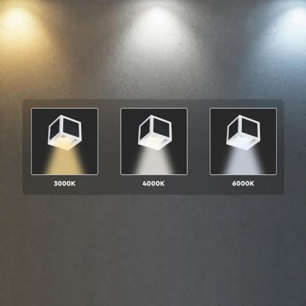 Oprawa ścienna solarna/USB V-TAC 9W LED COB biała kostka 10x10cm IP65 czujnik ruchu VT-408CCT 3000K-4000K-6000K 900lm