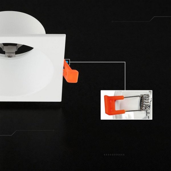 Oczko V-TAC aluminiowe GU10 białe kwadratowe ruchome głębokie VT-4203SQ 3 lata gwarancji