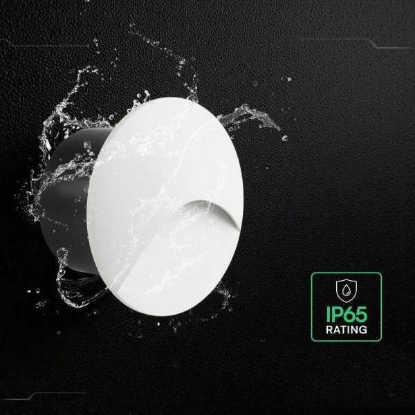 Oprawa schodowa aluminiowa 3W LED V-TAC okrągła biała 230V IP65 VT-44002RD 3000K 230lm