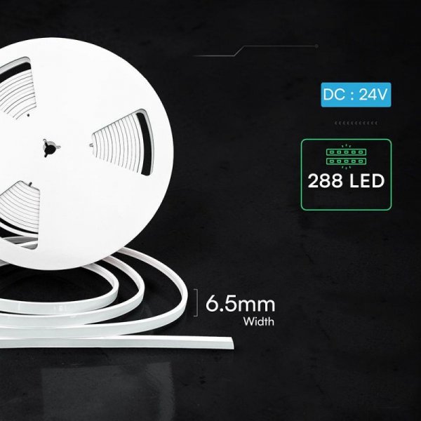 Neon flex LED V-TAC 24V 10mb 9W/m 6,5mm IP65 VT-564 6500K