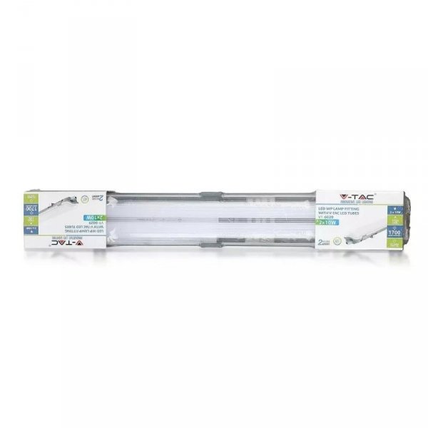 Oprawa Hermetyczna LED V-TAC PC/PC 2x120cm (2 x 18W) (Tuby LED w zestawie) VT-12023 6400K 3400lm