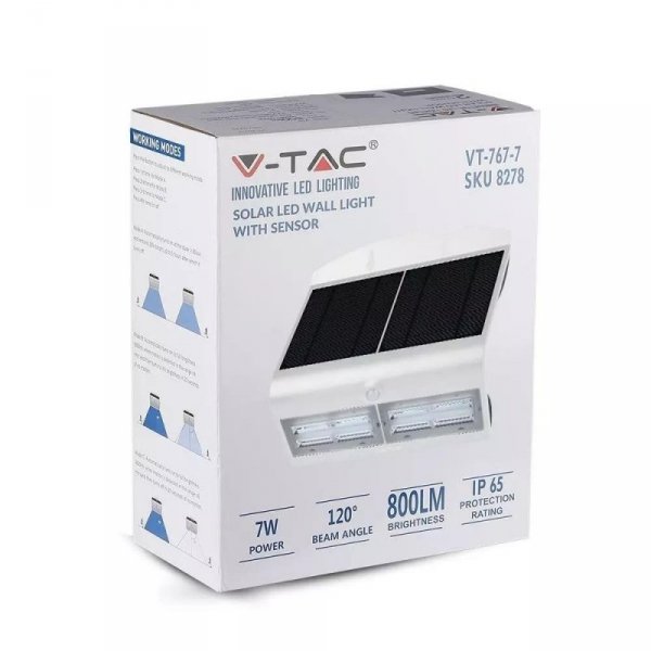 Projektor Solarny 6.8W LED Biały V-TAC VT-767-7 4000K 800lm 2 Lata Gwarancji