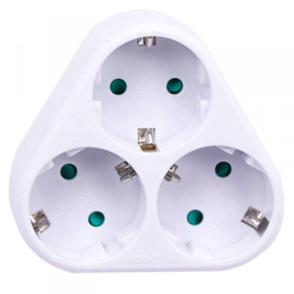 Rozgałęźnik 3x trójkąt 10/16A 250V V-TAC biały VT-1009