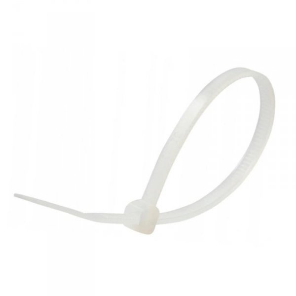 Opaski zaciskowe V-TAC 2.5x200mm biała 8kg Nylon66 (opak. 100szt)