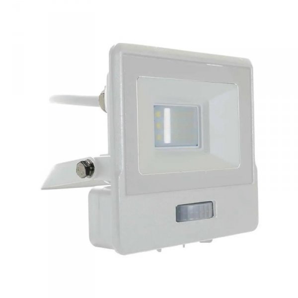 Projektor LED V-TAC 10W SAMSUNG CHIP Czujnik Ruchu Biały Przewód 1M VT-118S 3000K 735lm 5 Lat Gwarancji