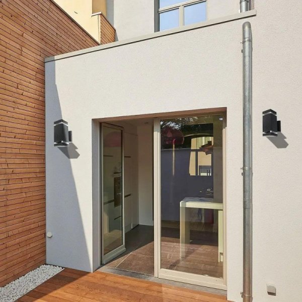 Kinkiet ogrodowy V-TAC czarny IP44 2xE27 kwadrat góra dół VT-968