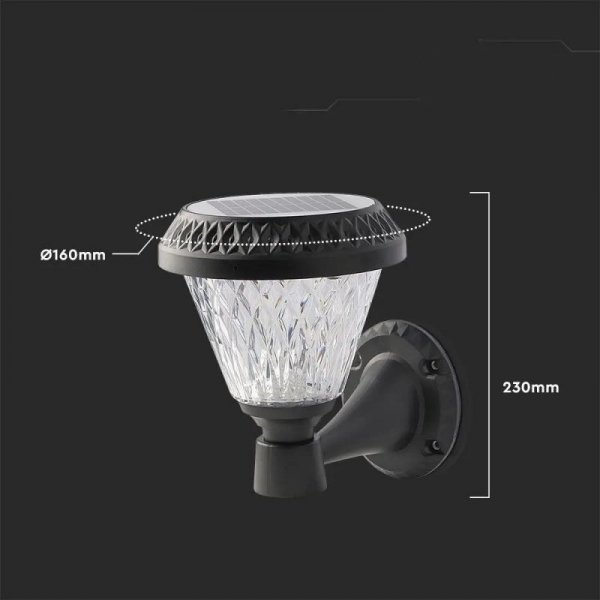 Kinkiet ogrodowy V-TAC solarny z pilotem 3w1 IP44 czarny okrągły VT-969 3000K-4000K-6400K 75 3 lata gwarancji