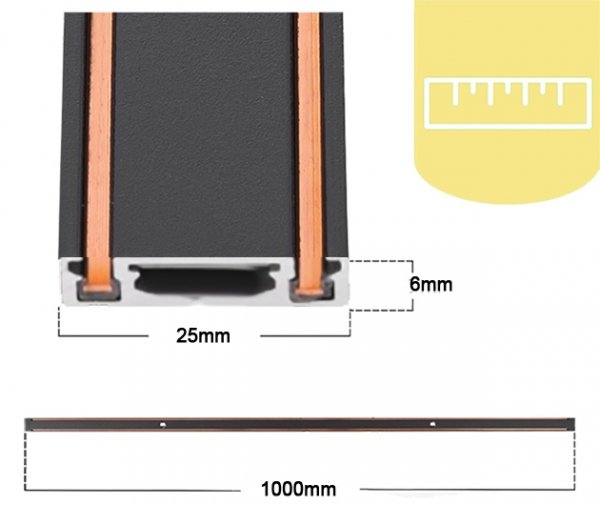Szyna magnetyczna natynkowa jednofazowa Ultra Slim 48V 1m czarna