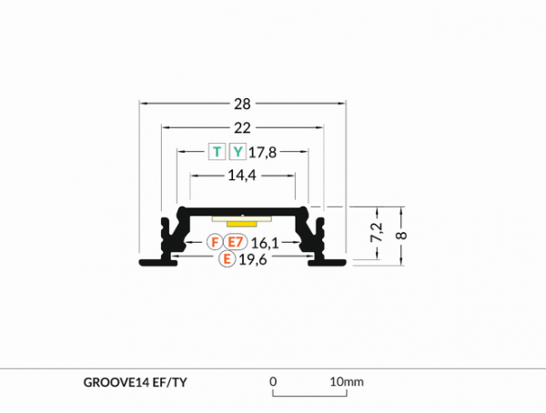 Profil LED GROOVE14 EF/TY 1M.