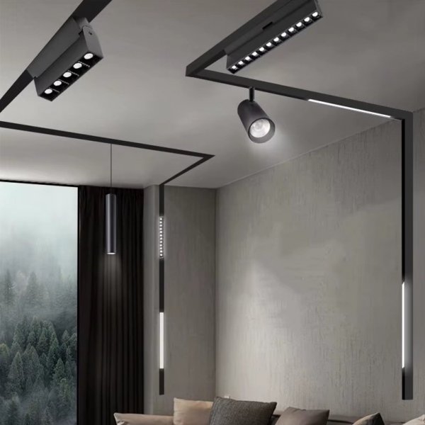 Lampa magnetyczna LED 12W 6000K szynowa liniowa czarna 48V