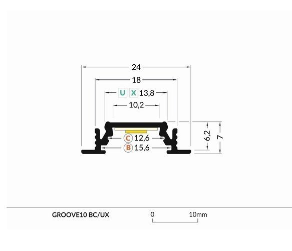 Profil LED GROOVE10 BC/UX 2M.