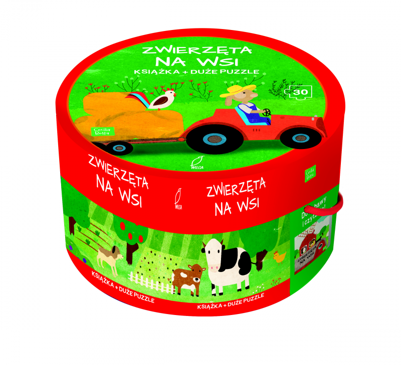 Na wsi książka z puzzlami w pudełku