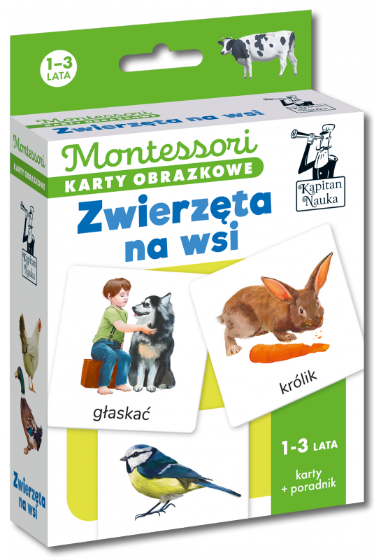 Zwierzęta na wsi. Montessori. Karty obrazkowe (1-3 lata). Kapitan Nauka