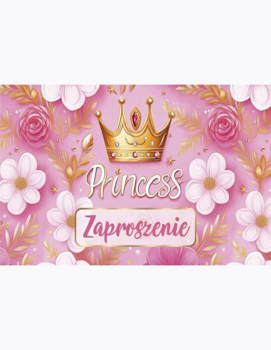 Zaproszenie Z 160x95 zest. 62127 Dziecięce - Bajkowe, Dziewczynka, Grafika, Korony, Urodziny