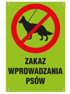Znak zakaz wprowadzania psów 20/30cm (odblask)