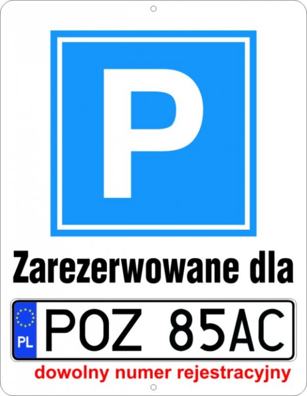 Parking Zarezerowane dla  (tablica rejestracyjna)