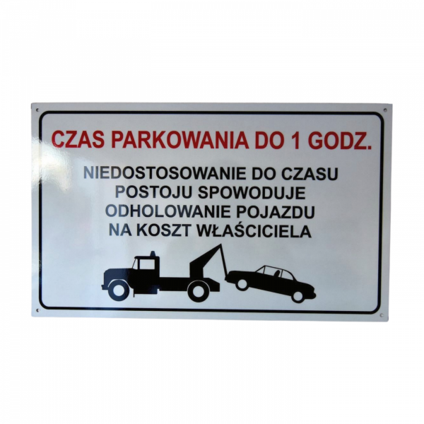 Zakaz parkowania z ograniczeniem czasu postoju – tablica aluminiowa 50x30 cm
