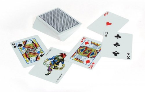 Karty Poker 100% Plastik PK2. Talia niebieska, index w 2 rogach