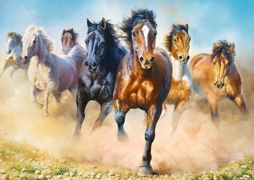Puzzle 2000 elementów Galopujące stado koni