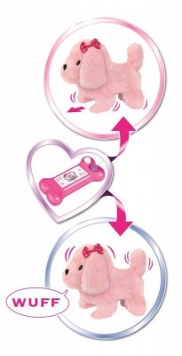 Maskotka Chi Chi Love Słodki szczeniak, na kabel,  różowy, 17 cm