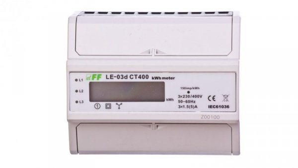 Licznik energii elektrycznej 3-fazowy przekładnikowy 400/5A z wyświetlaczem LCD LE03D-CT400