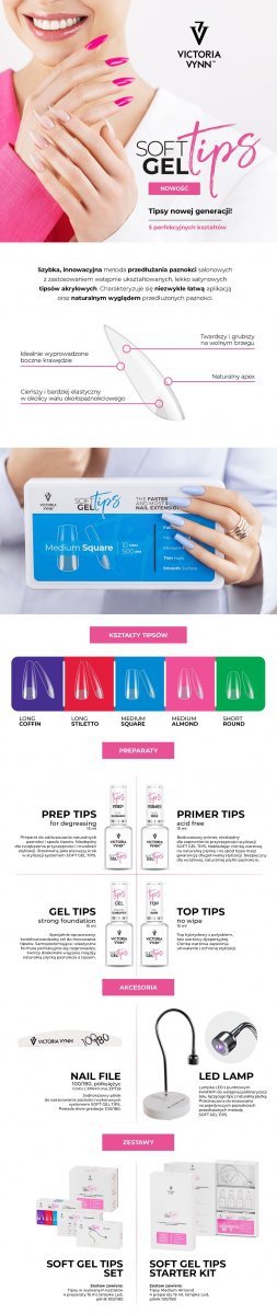  SOFT GEL TIPS - Short Round - Krótki Owal - Tipsy 500 szt.