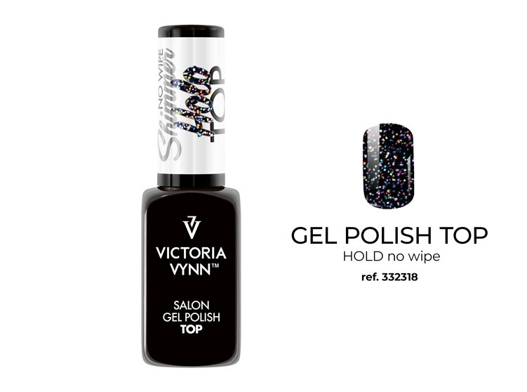               GEL POLISH Top Gold no wipe, 8ml Top hybrydowy z drobinami, bez przemywania
