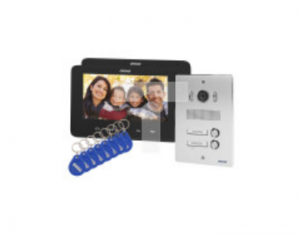 Zestaw wideodomofonowy 2-rodzinny bezsłuchawkowy, kolor, LCD 7, z czytnikiem breloków zbliżeniowych, interkom,OR-VID-VP-1072/B