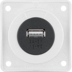 Integro Gniazdo USB ładowania pojedyncze, 12V, 3A; biały połysk, mechanizm czarny 926032509