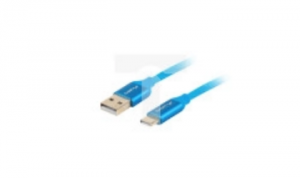 Przewód połączeniowy USB 2.0 HighSpeed USB-C - USB-A 1,8m niebieski PREMIUM QC 3.0