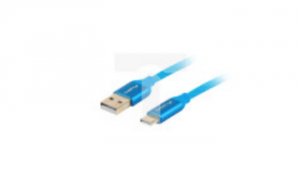 Przewód połączeniowy USB 2.0 HighSpeed USB-C - USB-A 1m niebieski PREMIUM QC 3.0