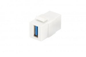 Moduł Keystone USB 3.0 łącznik do gniazd i pustych paneli żeński/żeński biały DN-93404