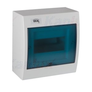 Rozdzielnica modułowa 1x6 natynkowa IP30 IK07 N+PE II klasa drzwi transparentne niebieskie KDB-S06T biała 23610